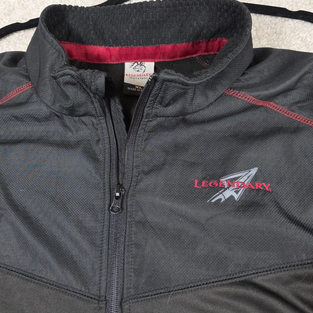 Legendary Whitetails Mens XL Black Red Trim 1/4 Zip Pullover Fleece Lined Jacket